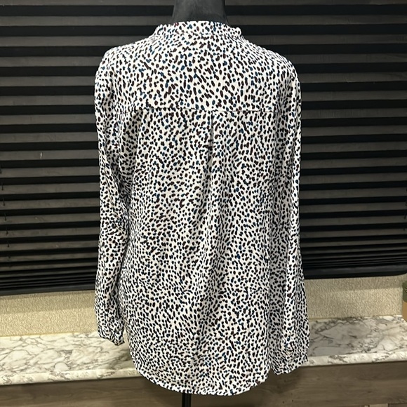 GNW Women’s Collarless 1/2 Zip Long Sleeve Multi Colored Speckled Blouse Medium - Picture 3 of 9